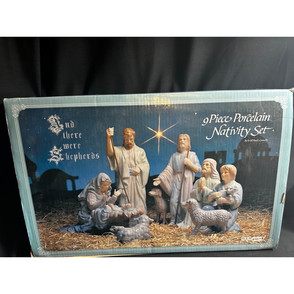 9 Piece‎ Porcelain Nativity Set Shepherd Nativity Scene Christmas Decor